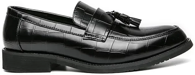 Men's Loafers Pointed Toe Block Pattern with Tassel Loafer Shoes Flat Heel Flexible Slip Resistant Fashion Classic Slip-on