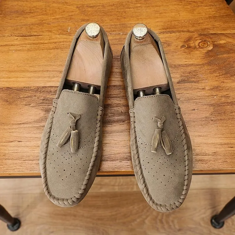 Men's Loafers Shoes Solid Color Faux Leather with Tassel Loafer Shoes Slip Resistant Comfortable Lightweight Outdoor Slip-ons