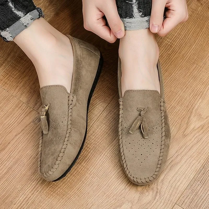 Men's Loafers Shoes Solid Color Faux Leather with Tassel Loafer Shoes Slip Resistant Comfortable Lightweight Outdoor Slip-ons