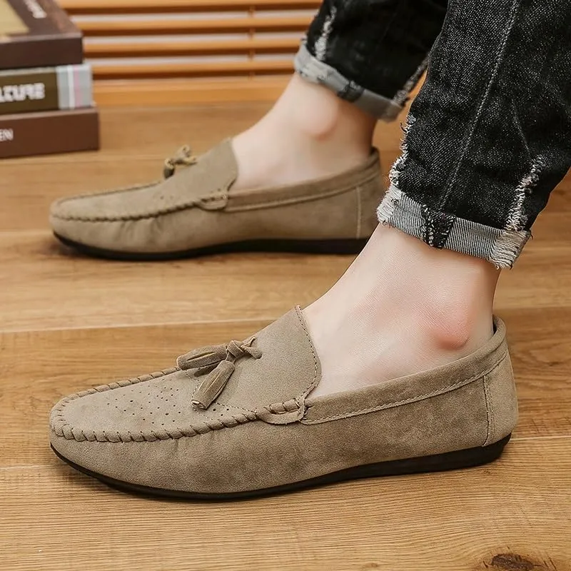 Men's Loafers Shoes Solid Color Faux Leather with Tassel Loafer Shoes Slip Resistant Comfortable Lightweight Outdoor Slip-ons