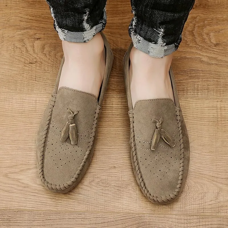 Men's Loafers Shoes Solid Color Faux Leather with Tassel Loafer Shoes Slip Resistant Comfortable Lightweight Outdoor Slip-ons