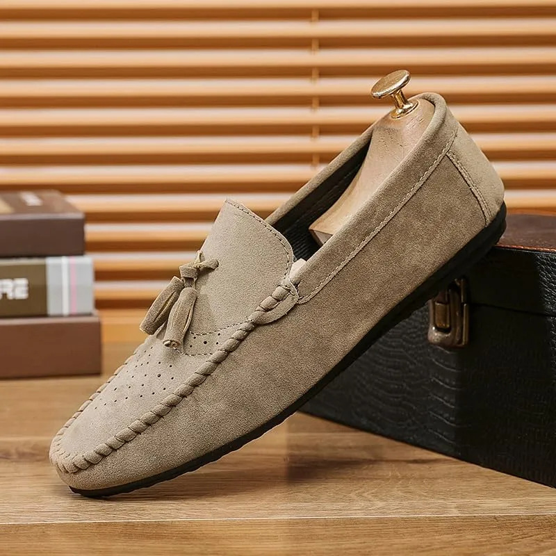 Men's Loafers Shoes Solid Color Faux Leather with Tassel Loafer Shoes Slip Resistant Comfortable Lightweight Outdoor Slip-ons