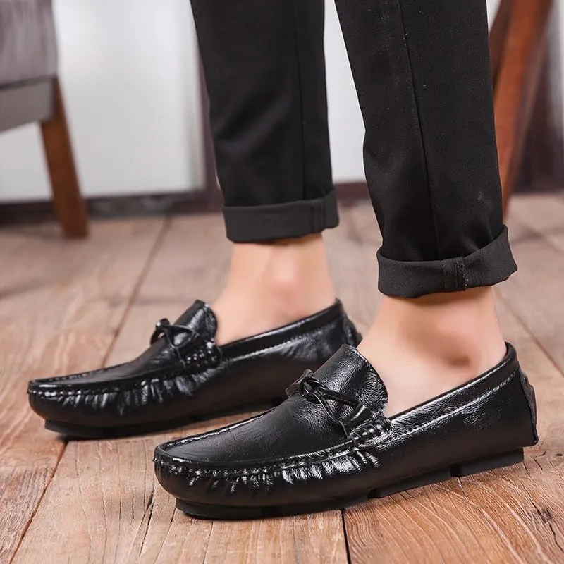 Men's Loafers Shoes Square Toe PU Leather with Tassel Driving Style Loafer Comfortable Anti-Slip Flat Heel Walking Classic Slip On
