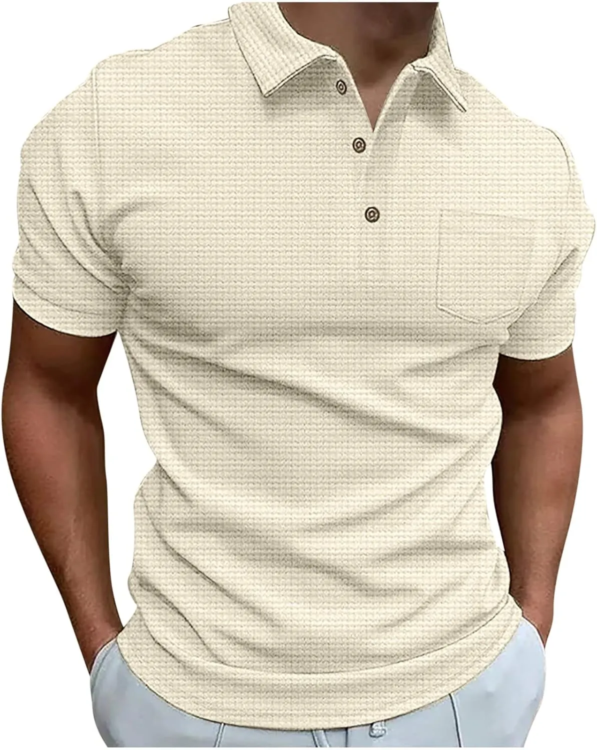 Men's Polo Shirts Quick-Dry Moisture-Wicking Casual Golf Shirt Short Sleeve Casual Solid Turndown Fashion Button Tops Shirts