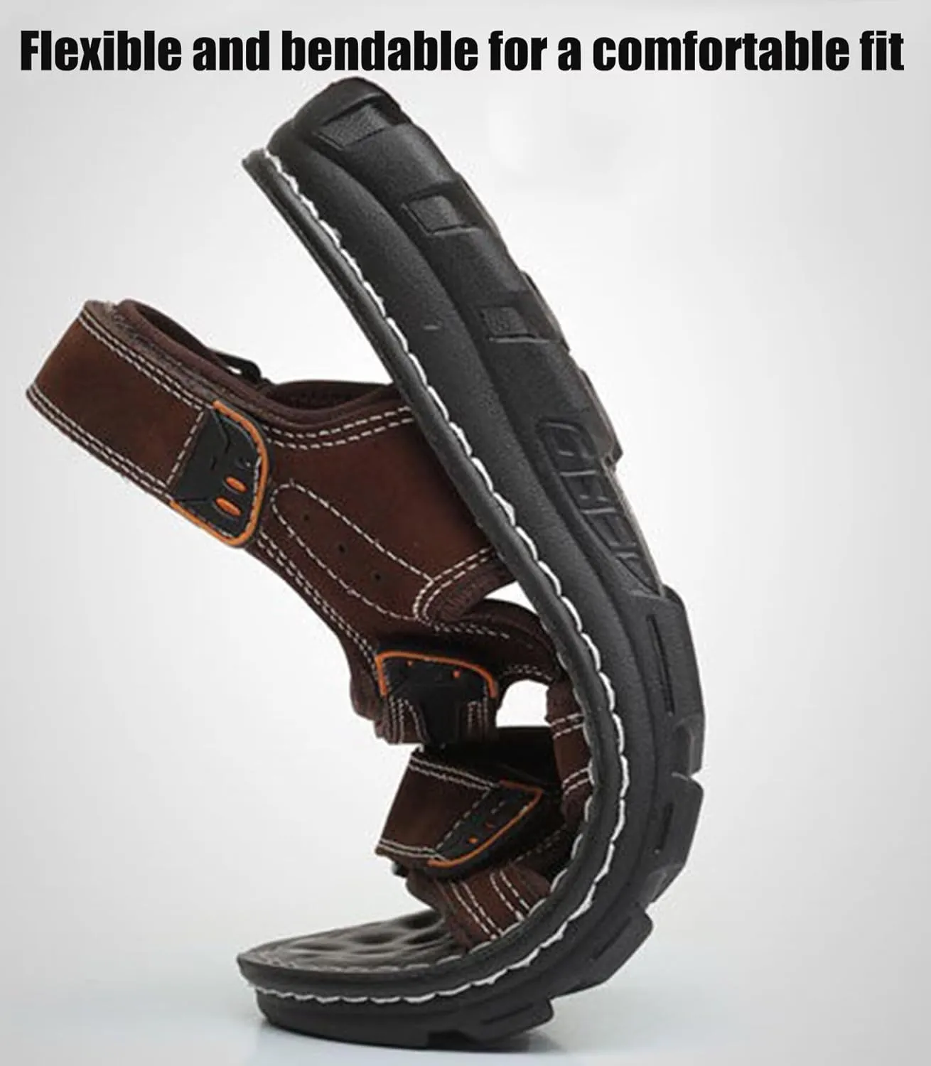 Mens Sports Sandals Leather Outdoor Shoes Beach Summer Sandals for Hiking Trekking Breathable Walking Sandals