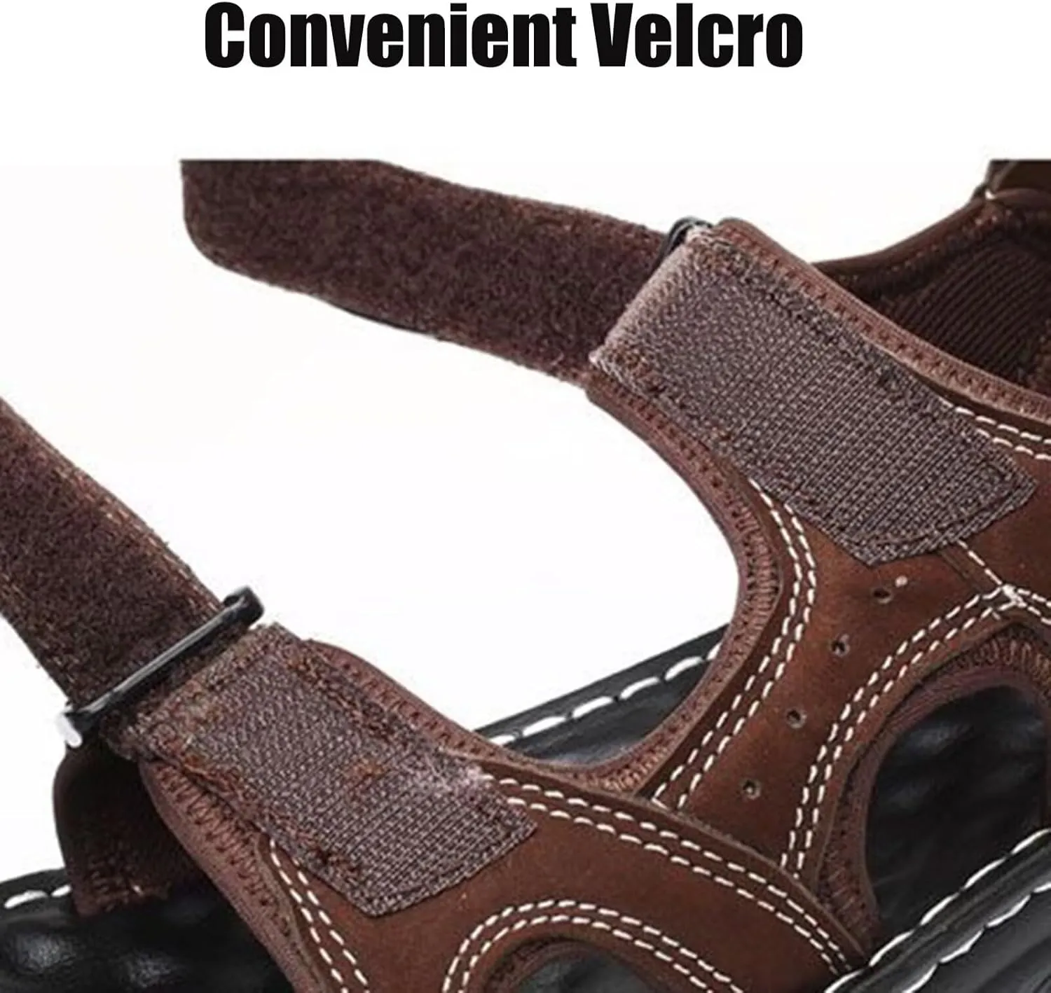 Mens Sports Sandals Leather Outdoor Shoes Beach Summer Sandals for Hiking Trekking Breathable Walking Sandals