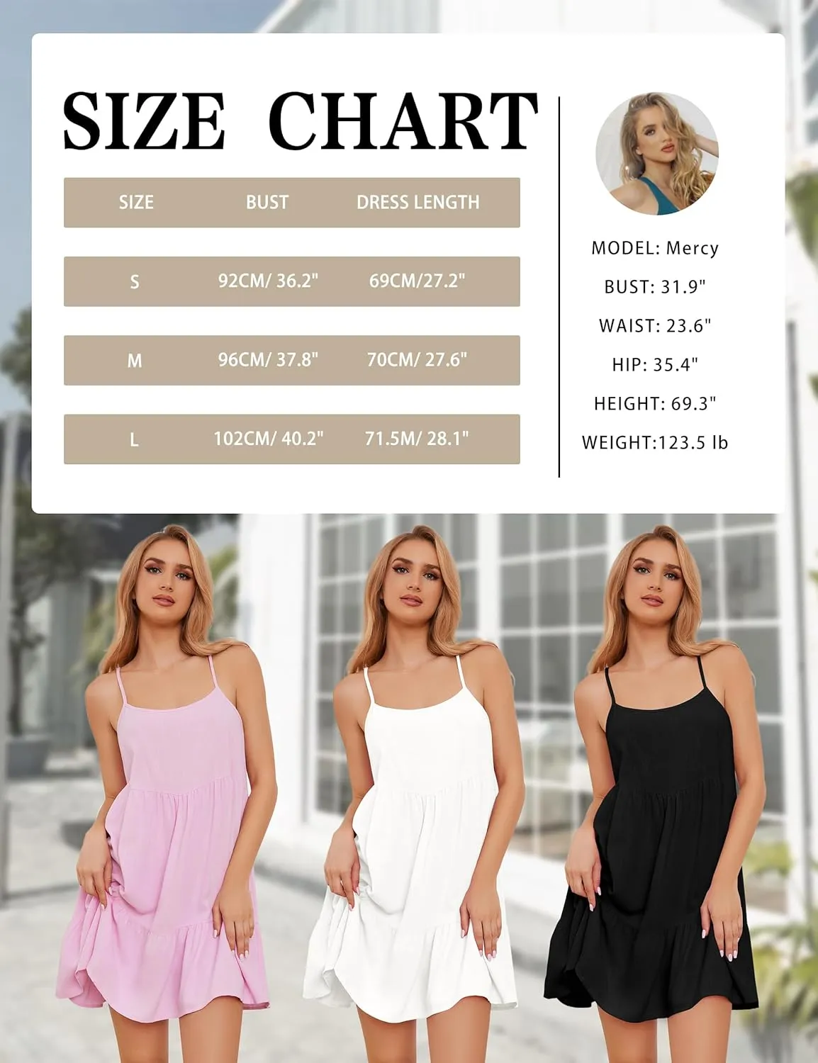 MISSACTIVER Women's Spaghetti Straps Ruffle Mini Dress Scoop Neck Sleeveless Babydoll Short Dress Flowy Summer Beach Dresses