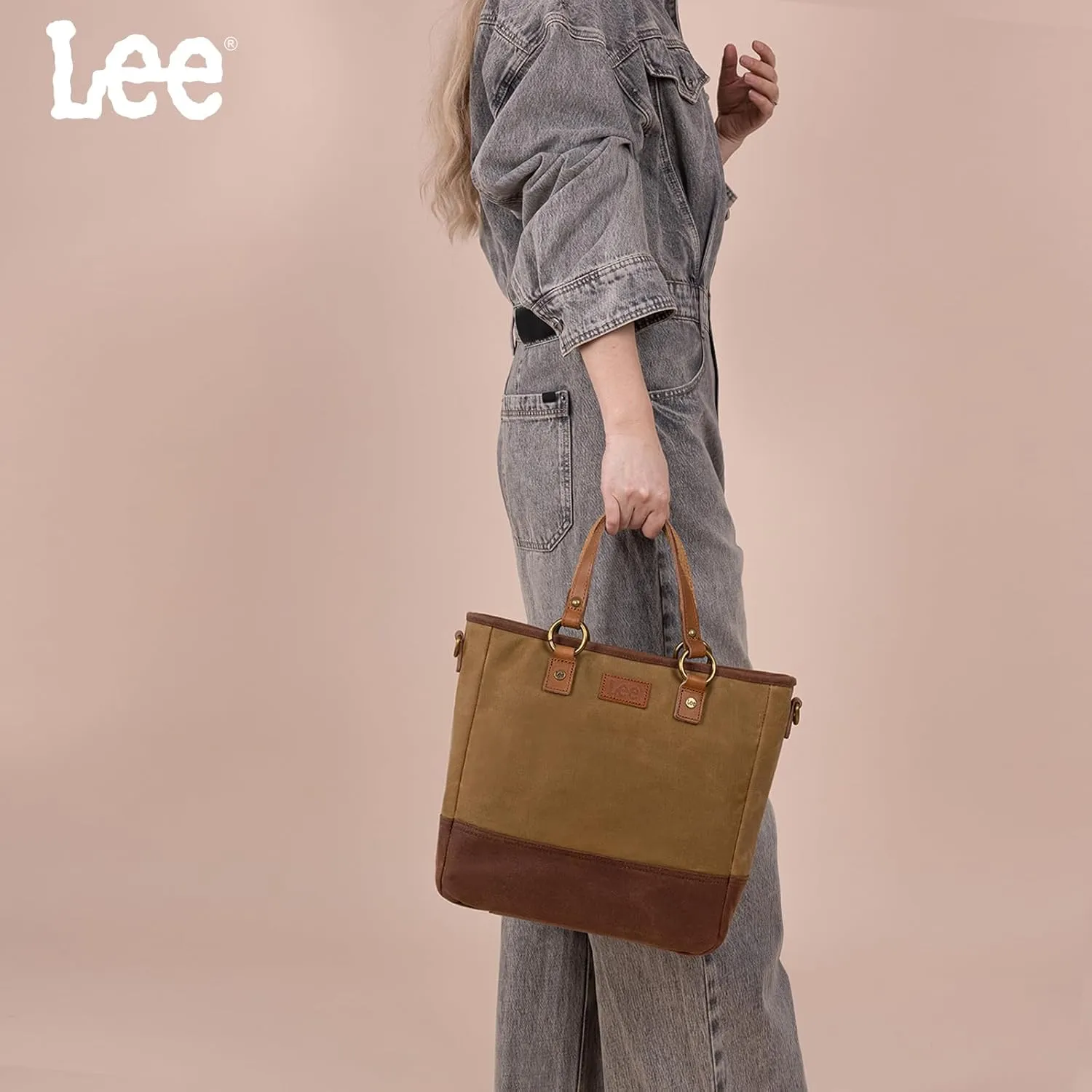 Montana West x Lee Waxed Canvas Tote Bag for Women Top-Handle Handbag Shoulder Bag with Adjustable Detachable Wide Strap