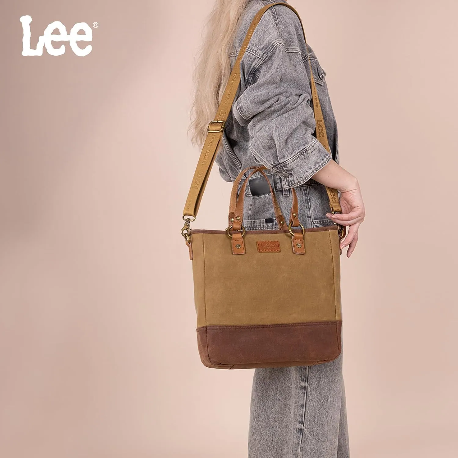 Montana West x Lee Waxed Canvas Tote Bag for Women Top-Handle Handbag Shoulder Bag with Adjustable Detachable Wide Strap