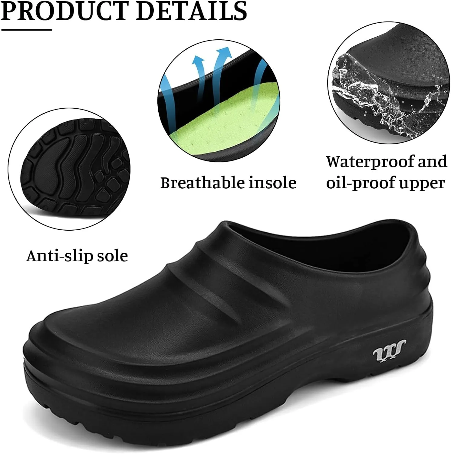 Mule Clog Women Men Comfortable Non Slip Resistant Work Shoes Waterproof Breathable Armadillo Clogs Ideal for Nurse Healthcare Kitchen Food Service Garden Unisex
