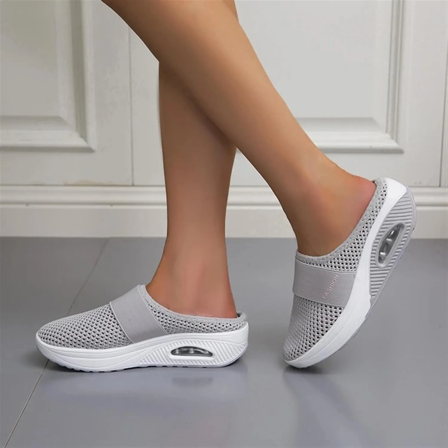 Mules Clogs for Women Summer Air Cushion Slip-On Walking Shoes Closed Toe Wide Width Clogs Mesh Slippers Orthopedic Diabetic Slippers with Arch-Support Breathable Lightweight Outdoor Slipper