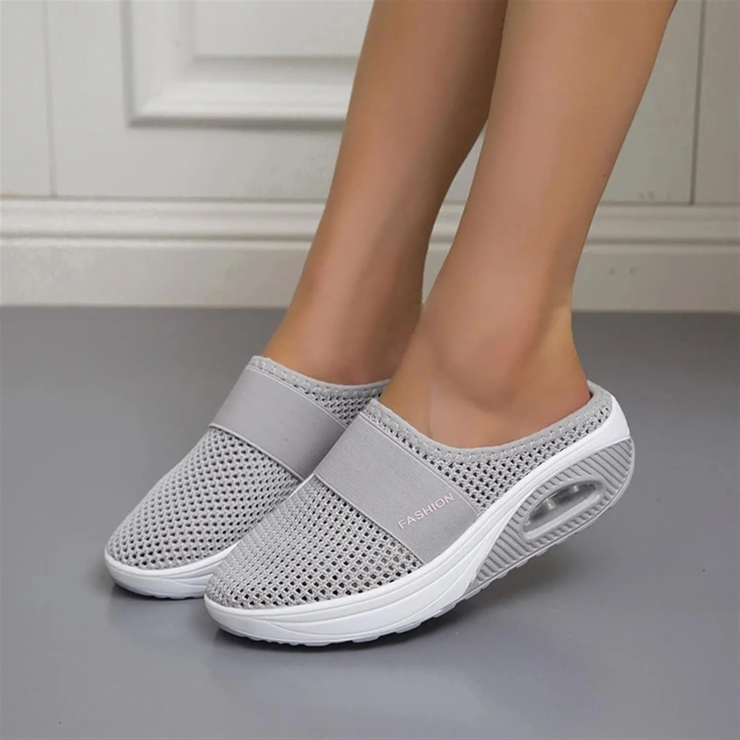 Mules Clogs for Women Summer Air Cushion Slip-On Walking Shoes Closed Toe Wide Width Clogs Mesh Slippers Orthopedic Diabetic Slippers with Arch-Support Breathable Lightweight Outdoor Slipper