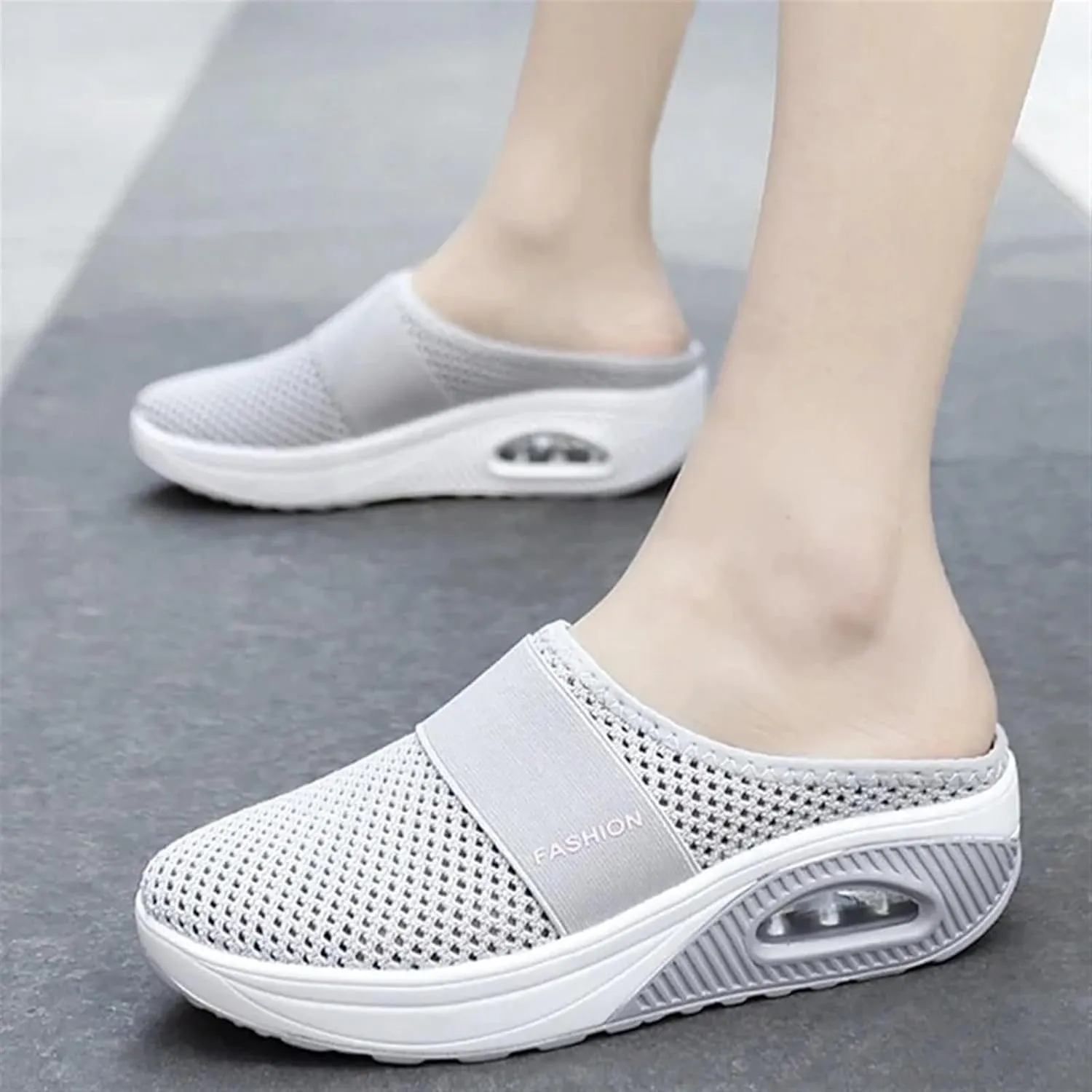 Mules Clogs for Women Summer Air Cushion Slip-On Walking Shoes Closed Toe Wide Width Clogs Mesh Slippers Orthopedic Diabetic Slippers with Arch-Support Breathable Lightweight Outdoor Slipper