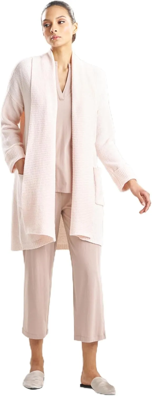 N Natori Women's Aura Rib Trim Cardigan Length 31"