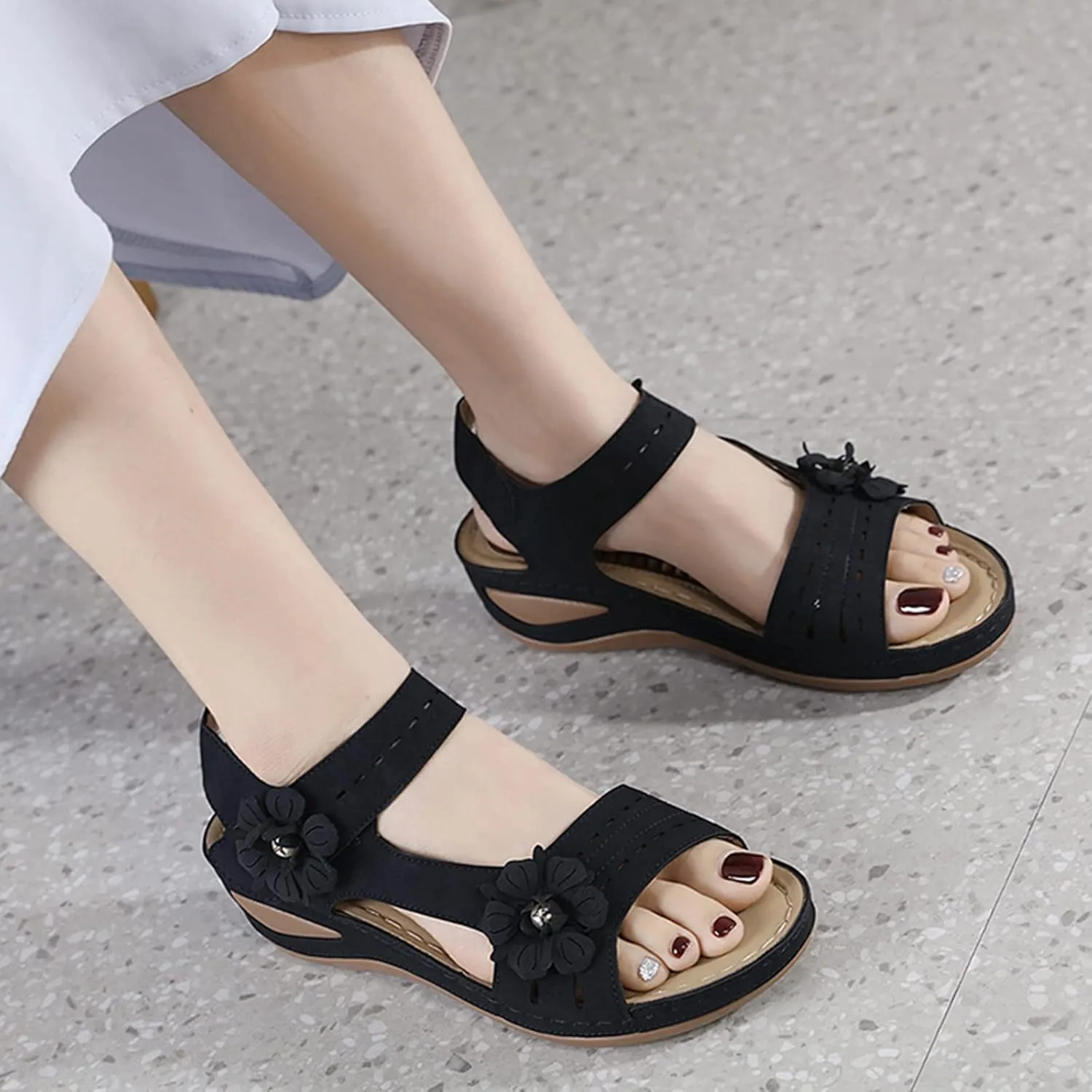Orthopedic Plantar Fasciitis Shoes Women Black Flats Gold Sandals for Women Dressy Summer Womens Shoes Wedges Dressy Casual Women's Orthotic Walking Sandals Wide Width Heels Womens Navy Sandals