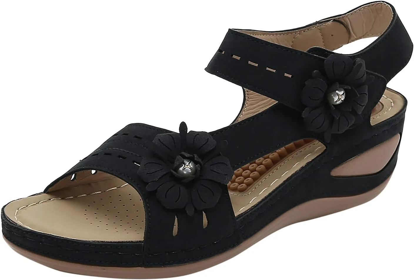 Orthopedic Plantar Fasciitis Shoes Women Black Flats Gold Sandals for Women Dressy Summer Womens Shoes Wedges Dressy Casual Women's Orthotic Walking Sandals Wide Width Heels Womens Navy Sandals