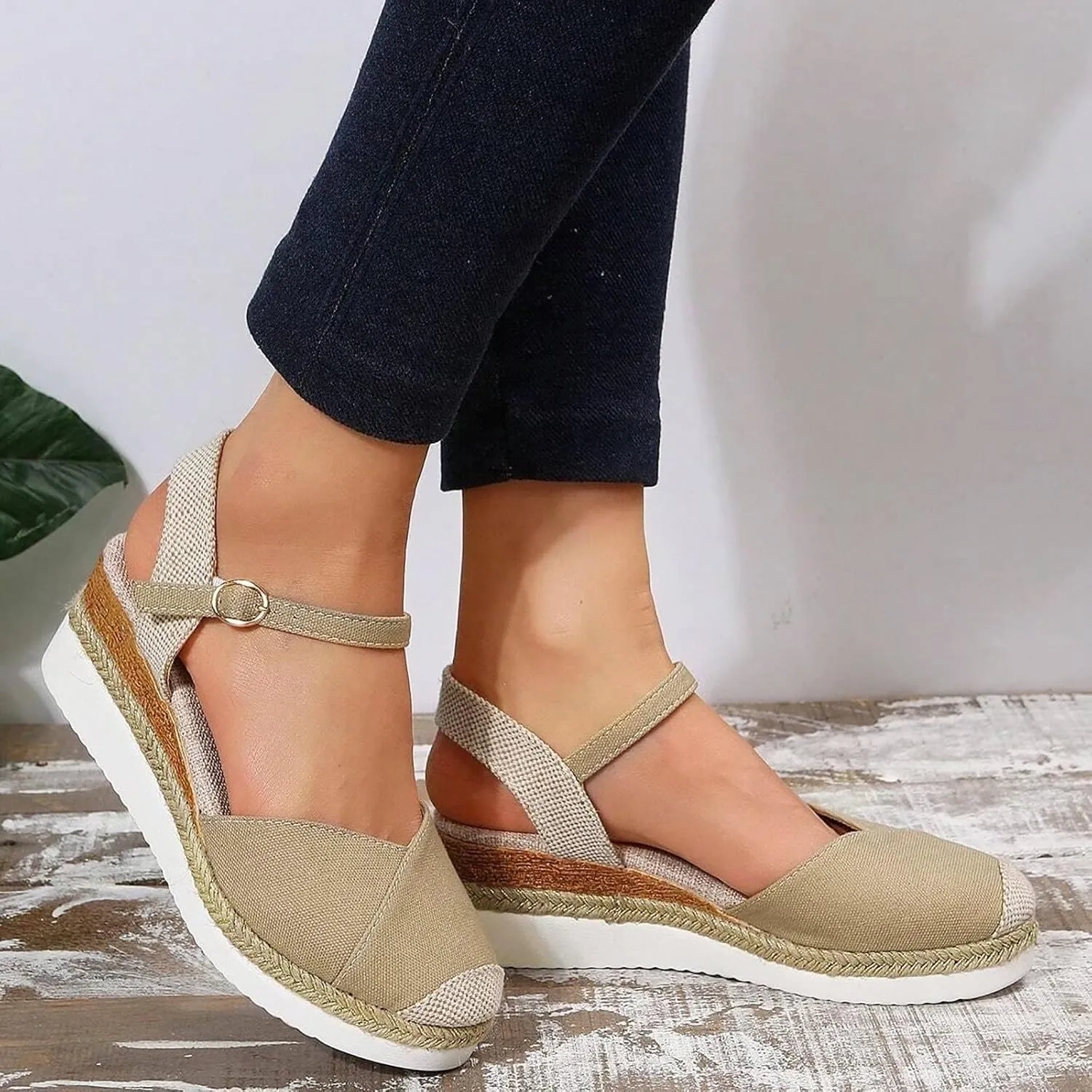 Orthopedic Platform Wedge Sandals for Women Arch Support Closed Toe Dressy Summer Buckle Ankle Strap Espadrilles Shoes Comfortable Walking Wedges Heels Open Casual Beach 2025 Vacation