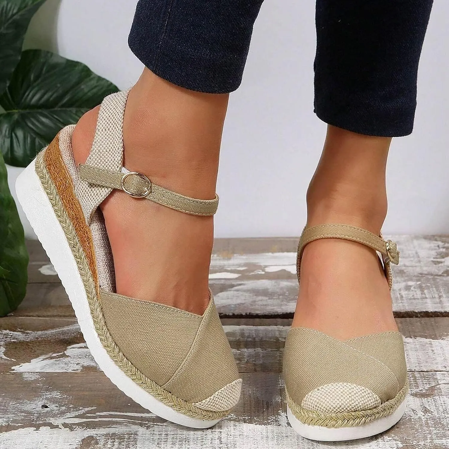 Orthopedic Platform Wedge Sandals for Women Arch Support Closed Toe Dressy Summer Buckle Ankle Strap Espadrilles Shoes Comfortable Walking Wedges Heels Open Casual Beach 2025 Vacation