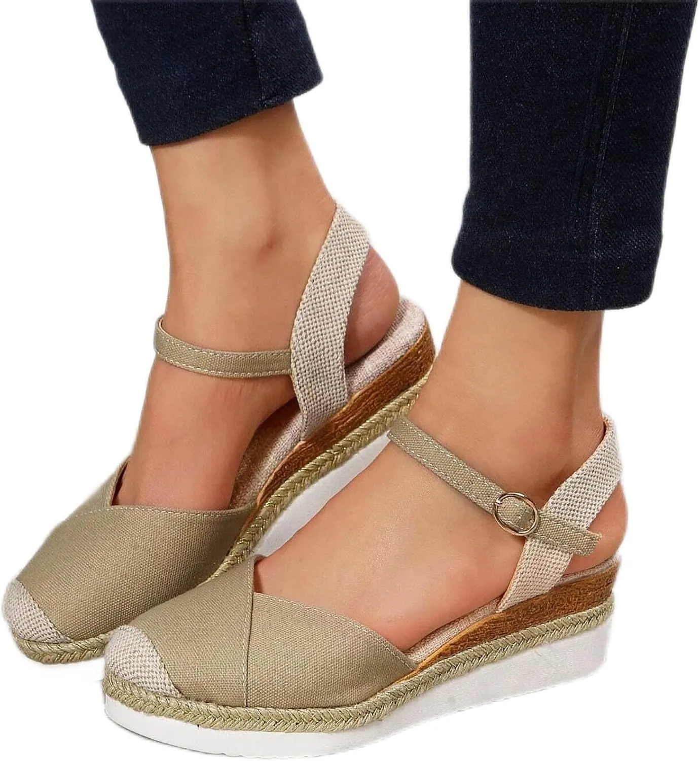 Orthopedic Platform Wedge Sandals for Women Arch Support Closed Toe Dressy Summer Buckle Ankle Strap Espadrilles Shoes Comfortable Walking Wedges Heels Open Casual Beach 2025 Vacation