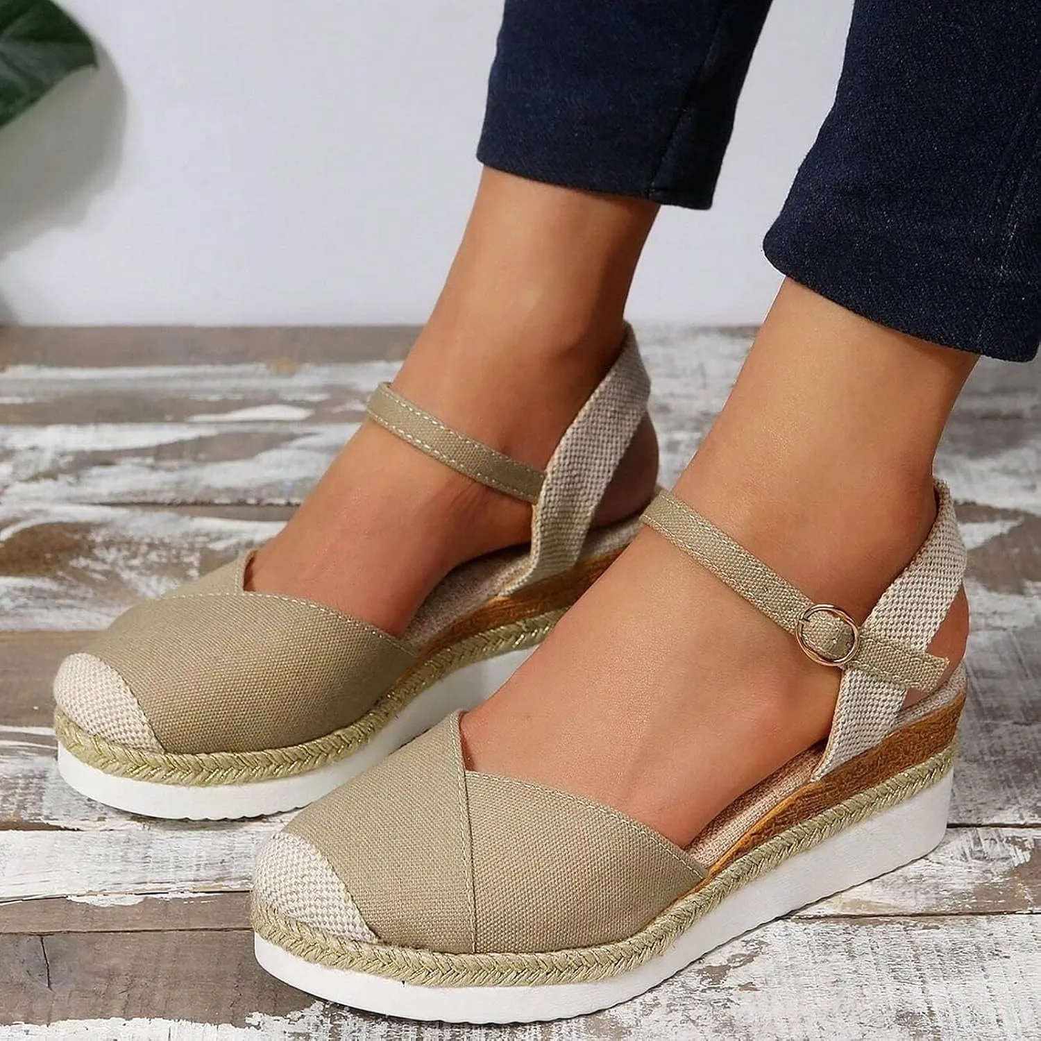 Orthopedic Platform Wedge Sandals for Women Arch Support Closed Toe Dressy Summer Buckle Ankle Strap Espadrilles Shoes Comfortable Walking Wedges Heels Open Casual Beach 2025 Vacation