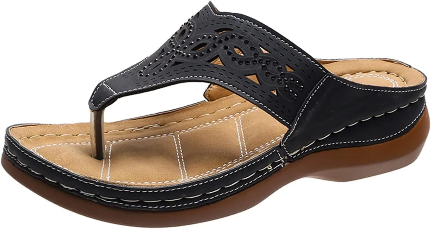 Orthopedic Sandals for Women Arch Support Flat Slipper Thong Platform Wedge Open Toe Comfy Beach Outdoor Walking Shoes