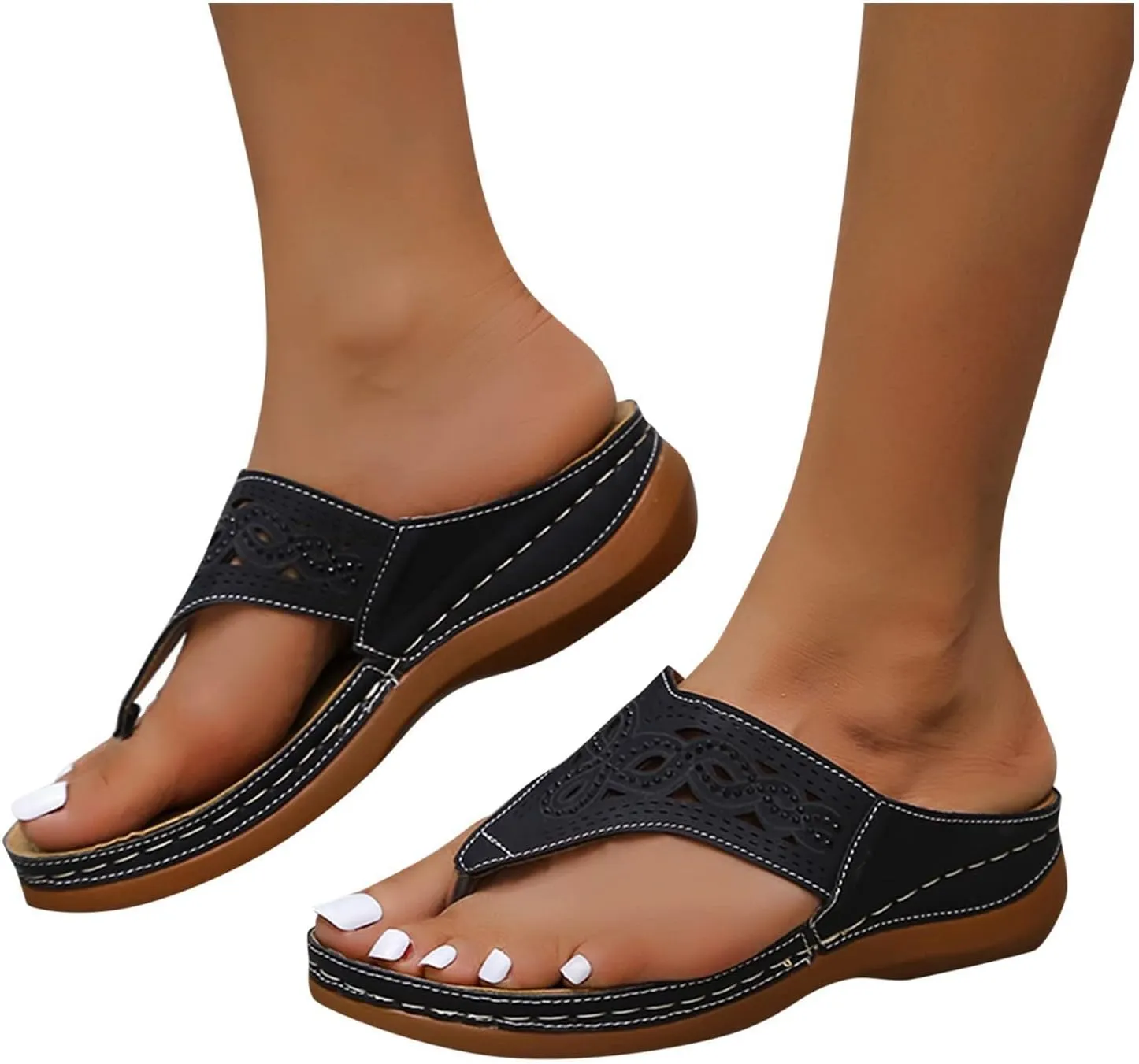 Orthopedic Sandals for Women Arch Support Flat Slipper Thong Platform Wedge Open Toe Comfy Beach Outdoor Walking Shoes