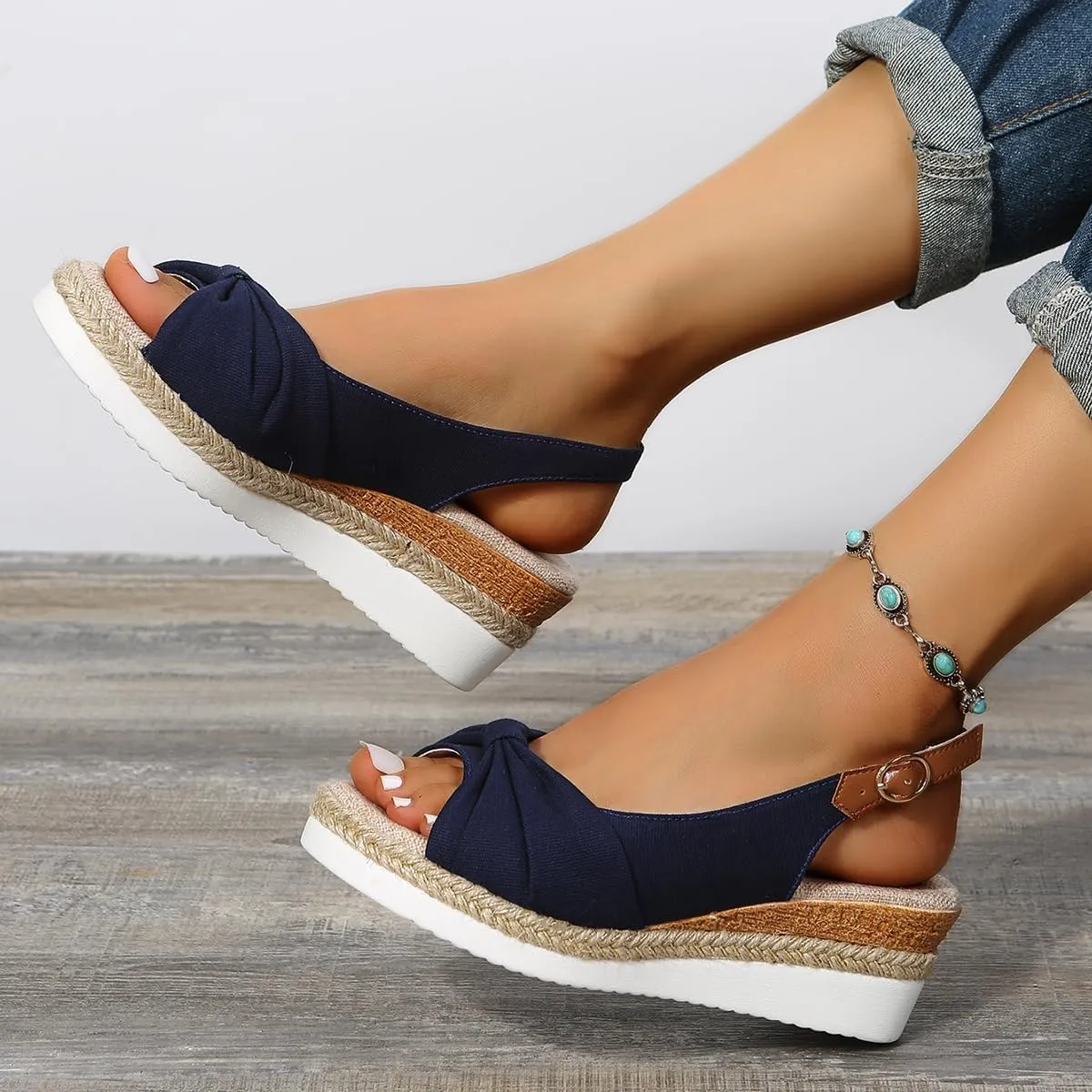Orthopedic Sandals for Women Arch Support Wedge Sandals, Summer Dressy Open Toe Ankle Strap Platform Sandal Beach Casual Slip on Dress Shoes Comfortable Walking Slippers