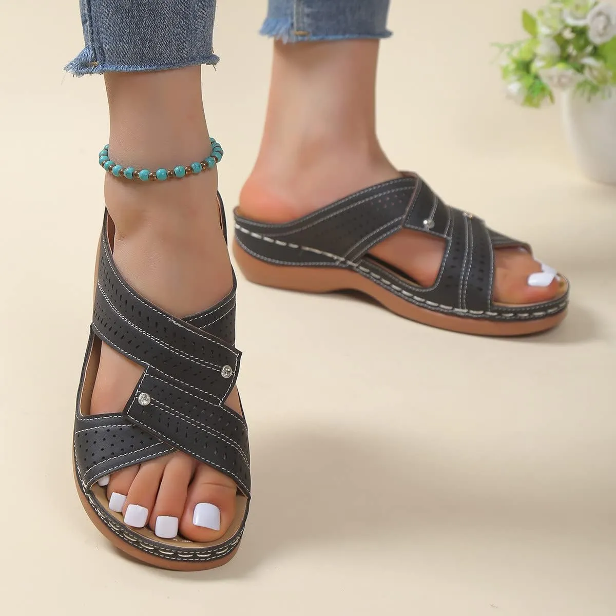 Orthopedic Sandals for Women Platform Comfort Slippers Fascities Arch Support Slides Sandals Beach Casual Summer Shoes
