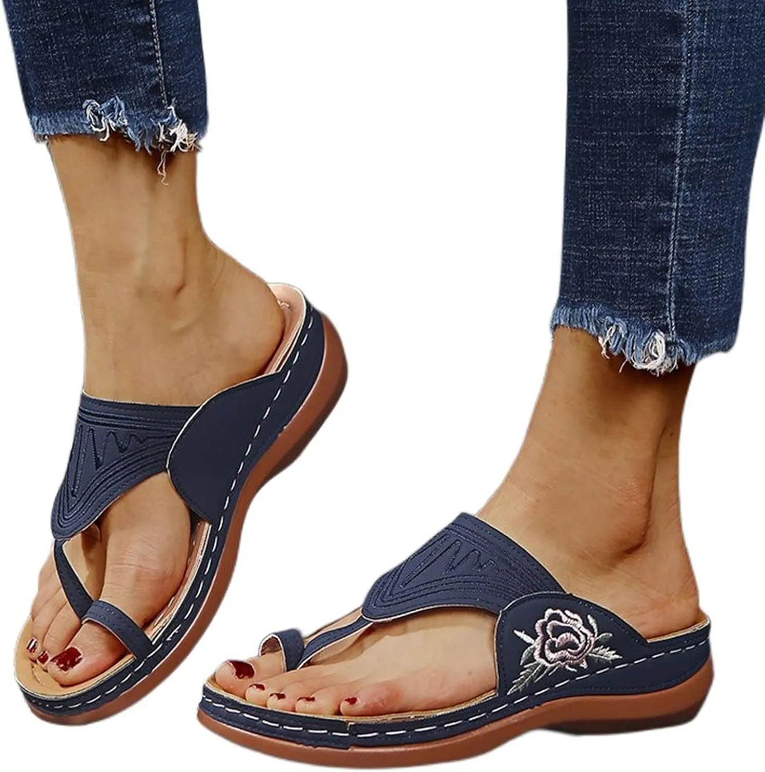 Orthopedic Sandals for Women Platform Flip Flops Comfortable Arch Support Sandals Slippers Open Toe Beach Summer Shoes