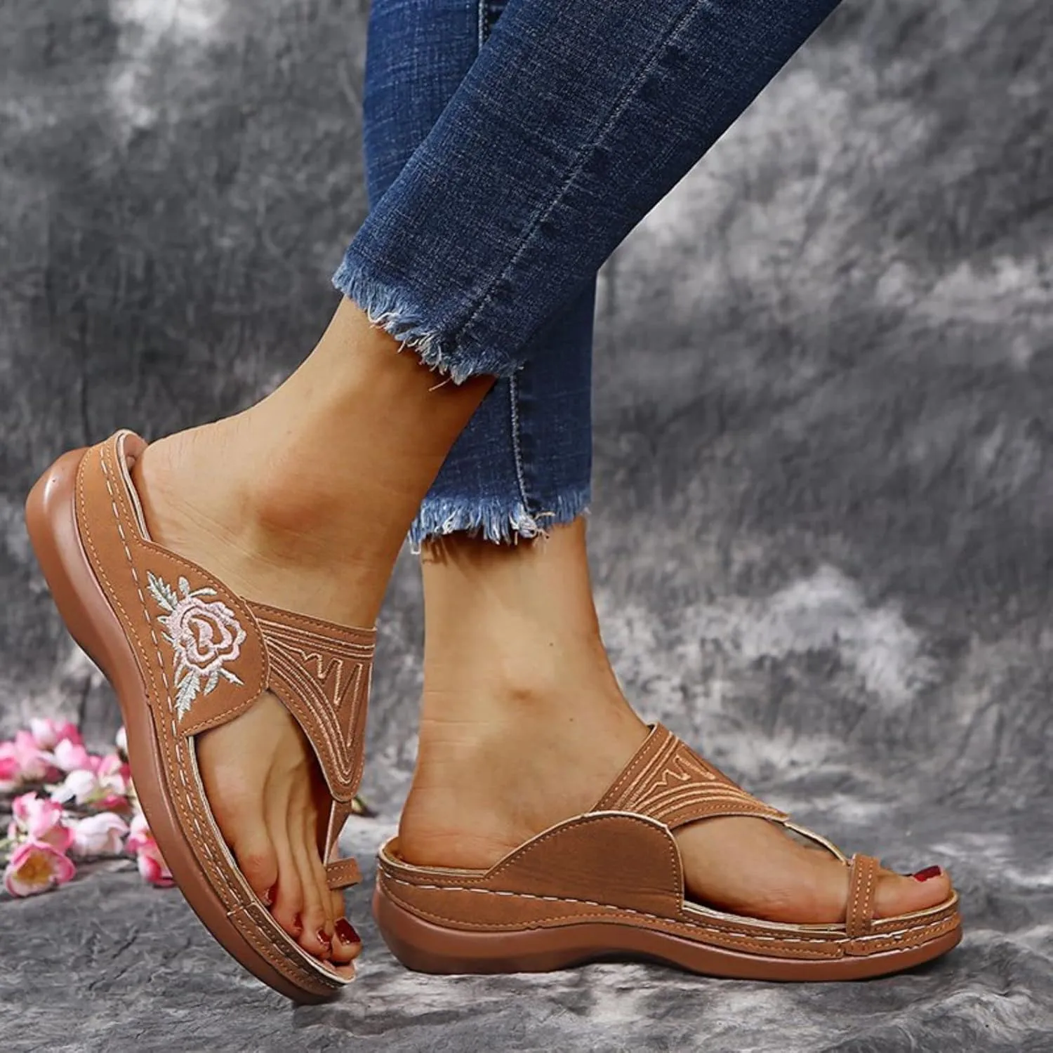 Orthopedic Sandals for Women Platform Flip Flops Comfortable Arch Support Sandals Slippers Open Toe Beach Summer Shoes