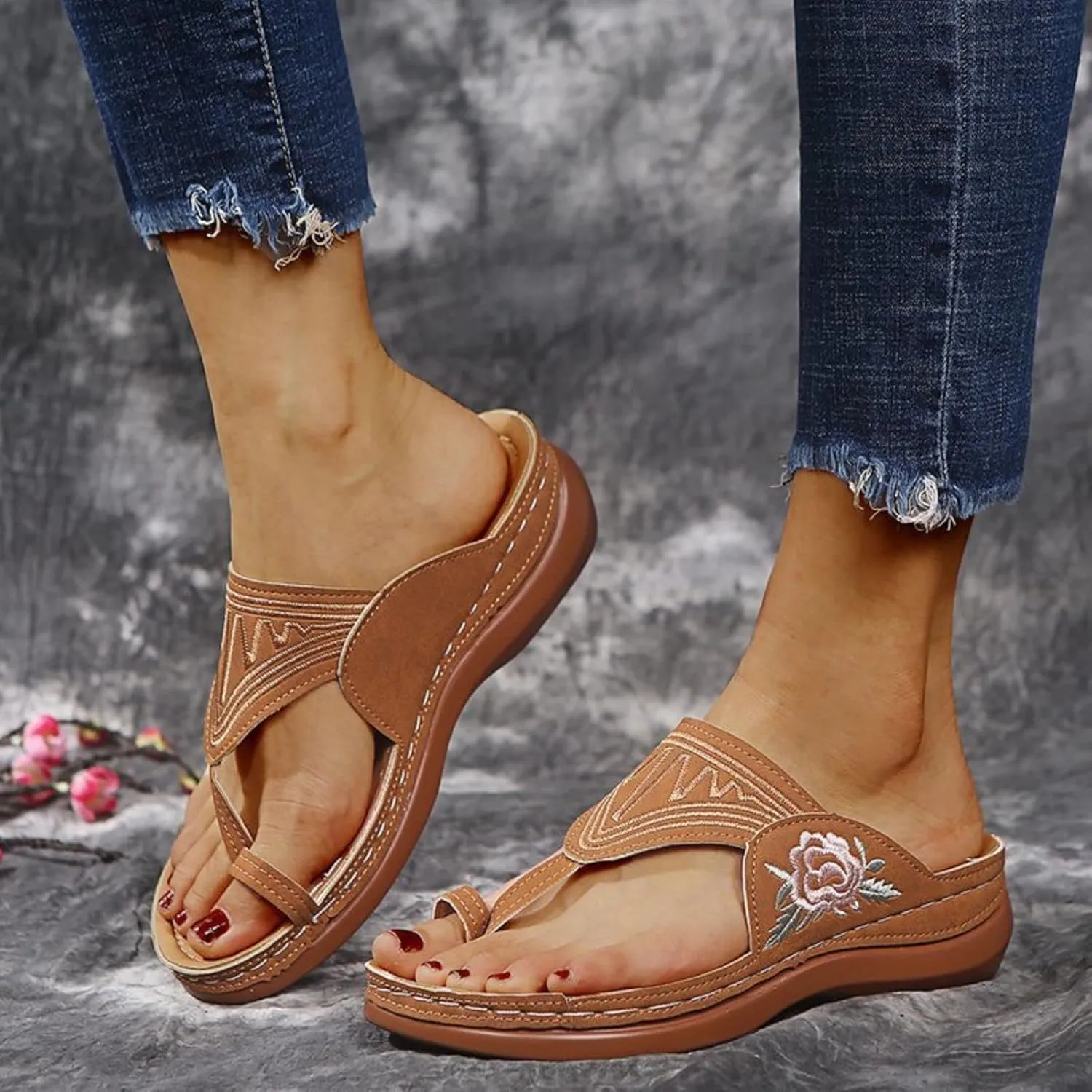 Orthopedic Sandals for Women Platform Flip Flops Comfortable Arch Support Sandals Slippers Open Toe Beach Summer Shoes
