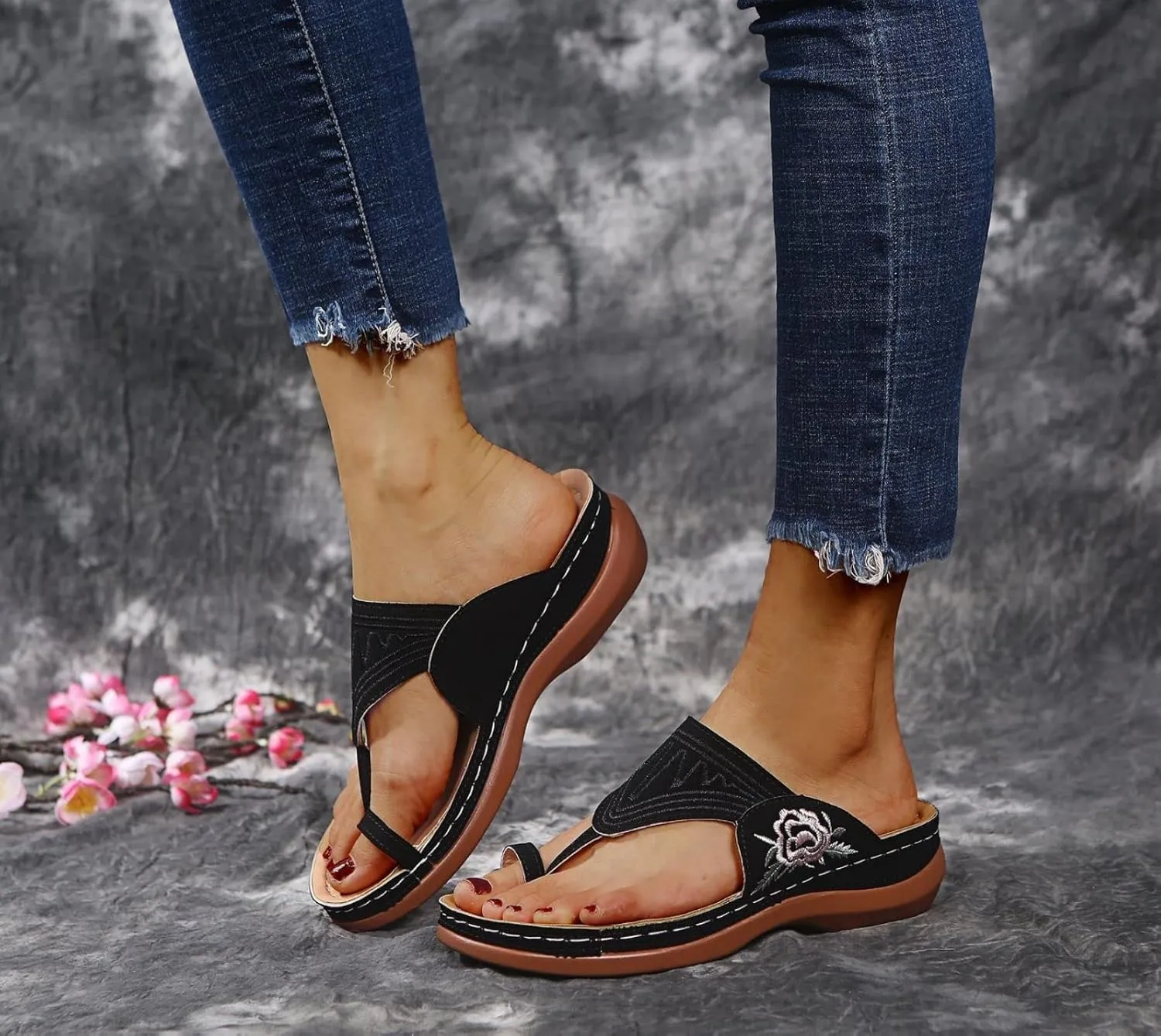 Orthopedic Sandals for Women Platform Flip Flops Comfortable Arch Support Sandals Slippers Open Toe Beach Summer Shoes