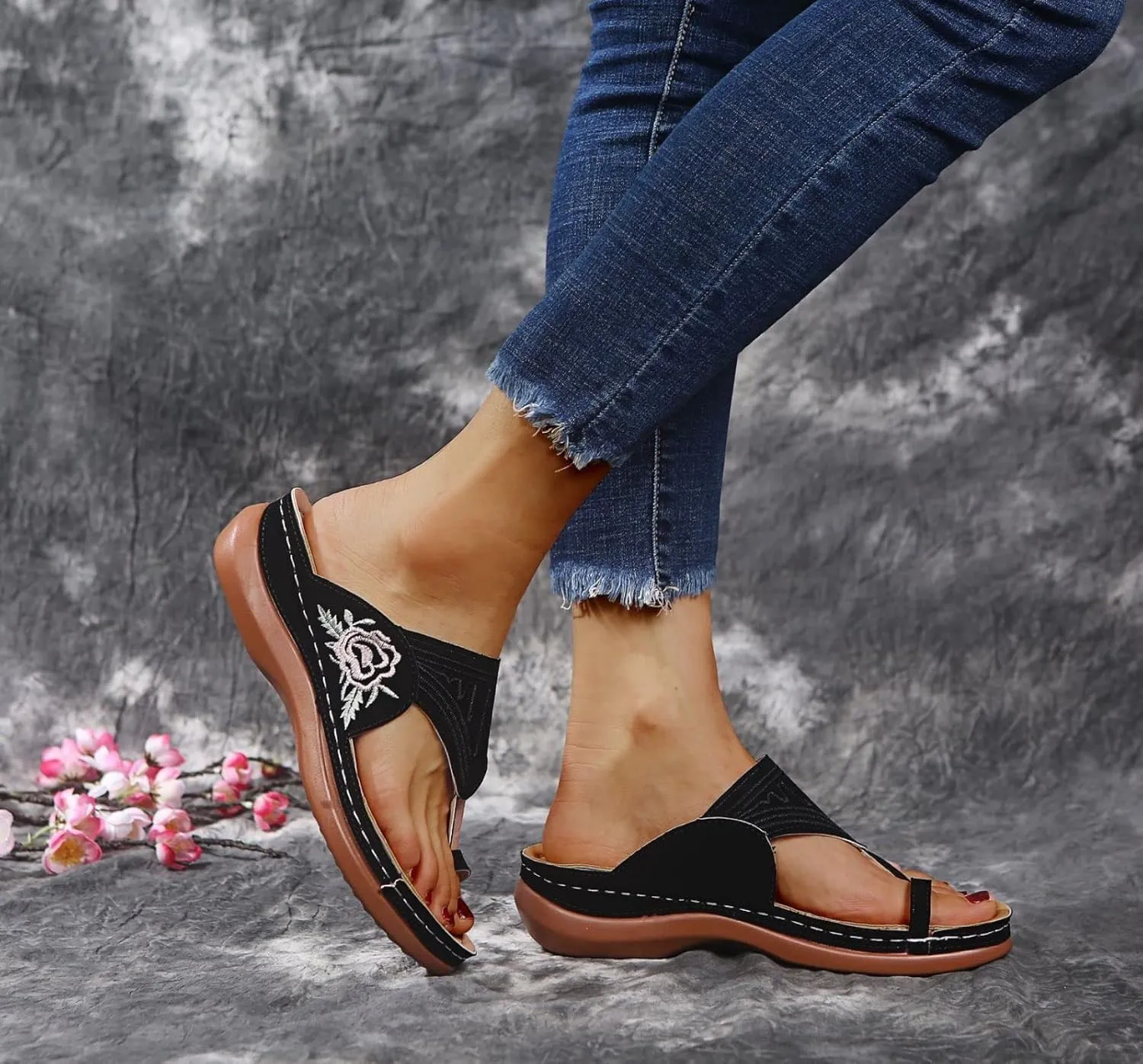 Orthopedic Sandals for Women Platform Flip Flops Comfortable Arch Support Sandals Slippers Open Toe Beach Summer Shoes