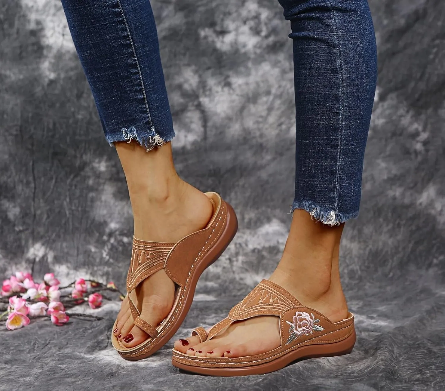 Orthopedic Sandals for Women Platform Flip Flops Comfortable Arch Support Sandals Slippers Open Toe Beach Summer Shoes