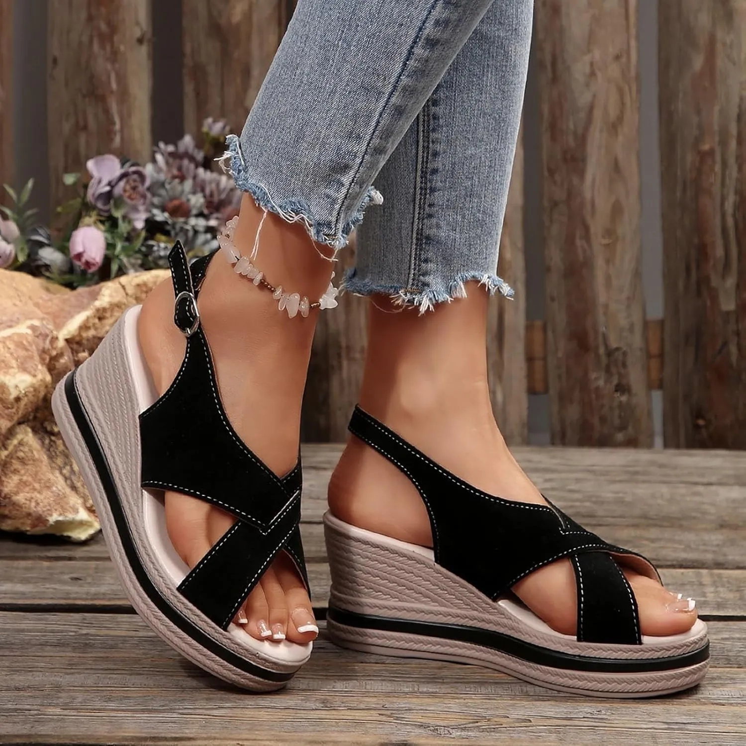 Orthopedic Wedge Sandals For Women Dressy Summer Open Toe Espadrilles Woven Slingback Comfortable Dressy Wedges Sandals 2025 Fashionable Casual Boho Walking Ankle Strap Sandals