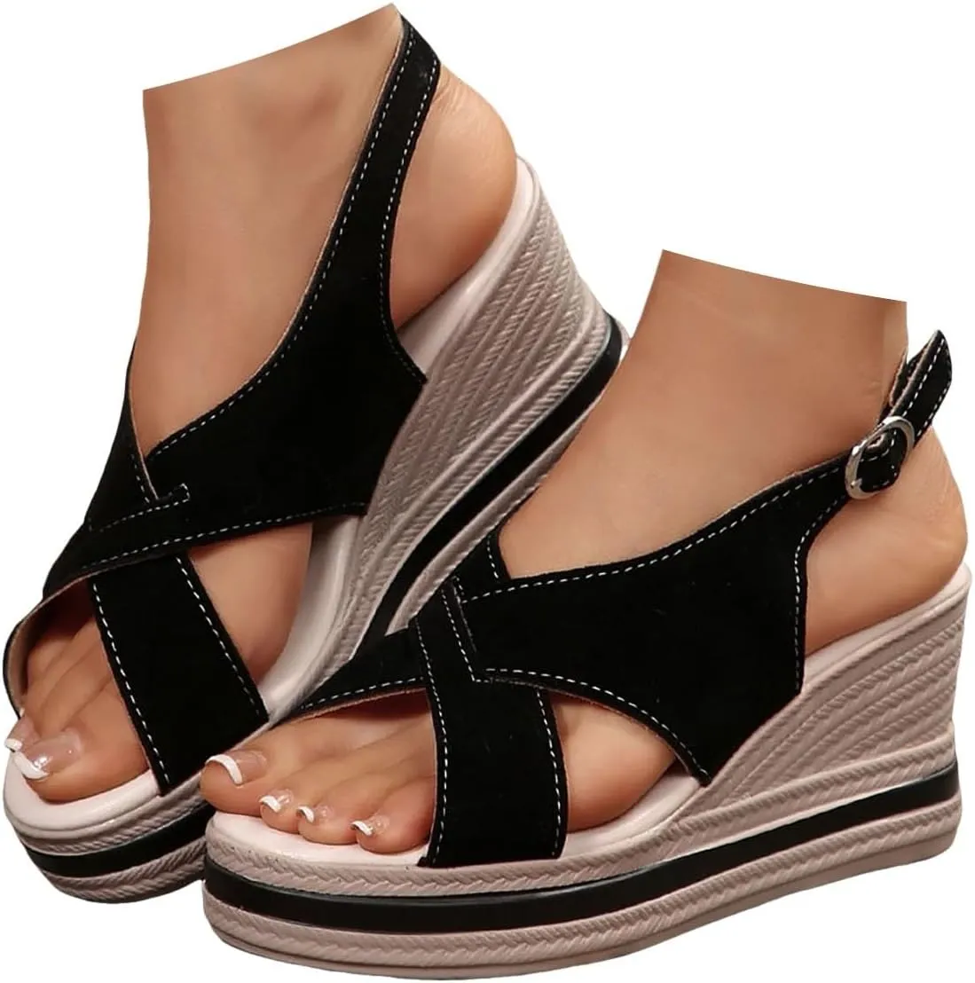 Orthopedic Wedge Sandals For Women Dressy Summer Open Toe Espadrilles Woven Slingback Comfortable Dressy Wedges Sandals 2025 Fashionable Casual Boho Walking Ankle Strap Sandals