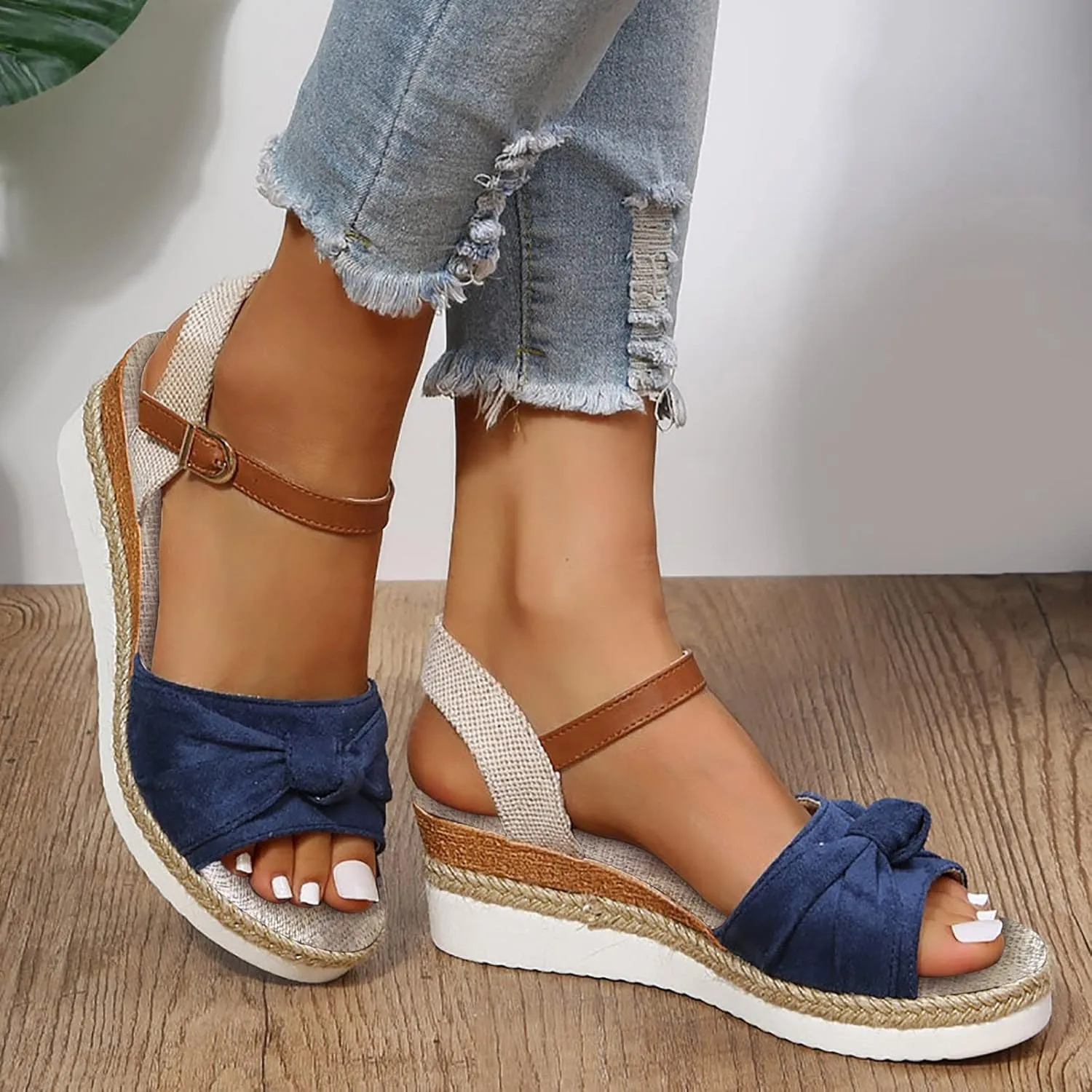 Orthopedic Wedge Sandals for Women Summer Dressy 2024 Open Toe Ankle Strap Platform Slip on Sandals Casual Strappy Low Wedges Sandals Beach Dress Shoes Comfortable Sandals for Women Dressy