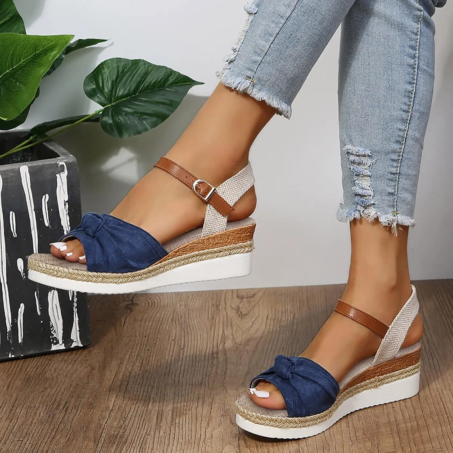 Orthopedic Wedge Sandals for Women Summer Dressy 2024 Open Toe Ankle Strap Platform Slip on Sandals Casual Strappy Low Wedges Sandals Beach Dress Shoes Comfortable Sandals for Women Dressy