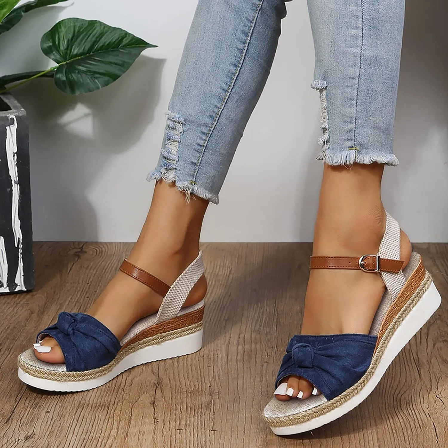 Orthopedic Wedge Sandals for Women Summer Dressy 2024 Open Toe Ankle Strap Platform Slip on Sandals Casual Strappy Low Wedges Sandals Beach Dress Shoes Comfortable Sandals for Women Dressy