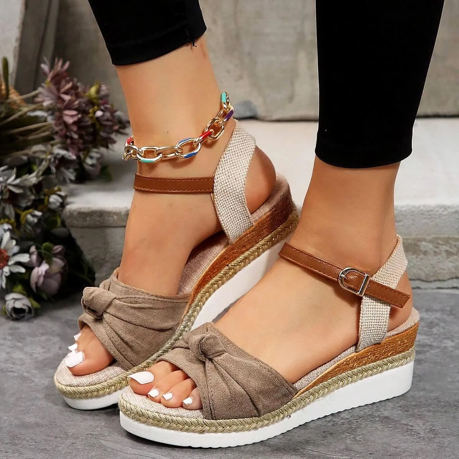 Orthopedic Wedge Sandals for Women Summer Dressy 2024 Open Toe Ankle Strap Platform Slip on Sandals Casual Strappy Low Wedges Sandals Beach Dress Shoes Comfortable Sandals for Women Dressy