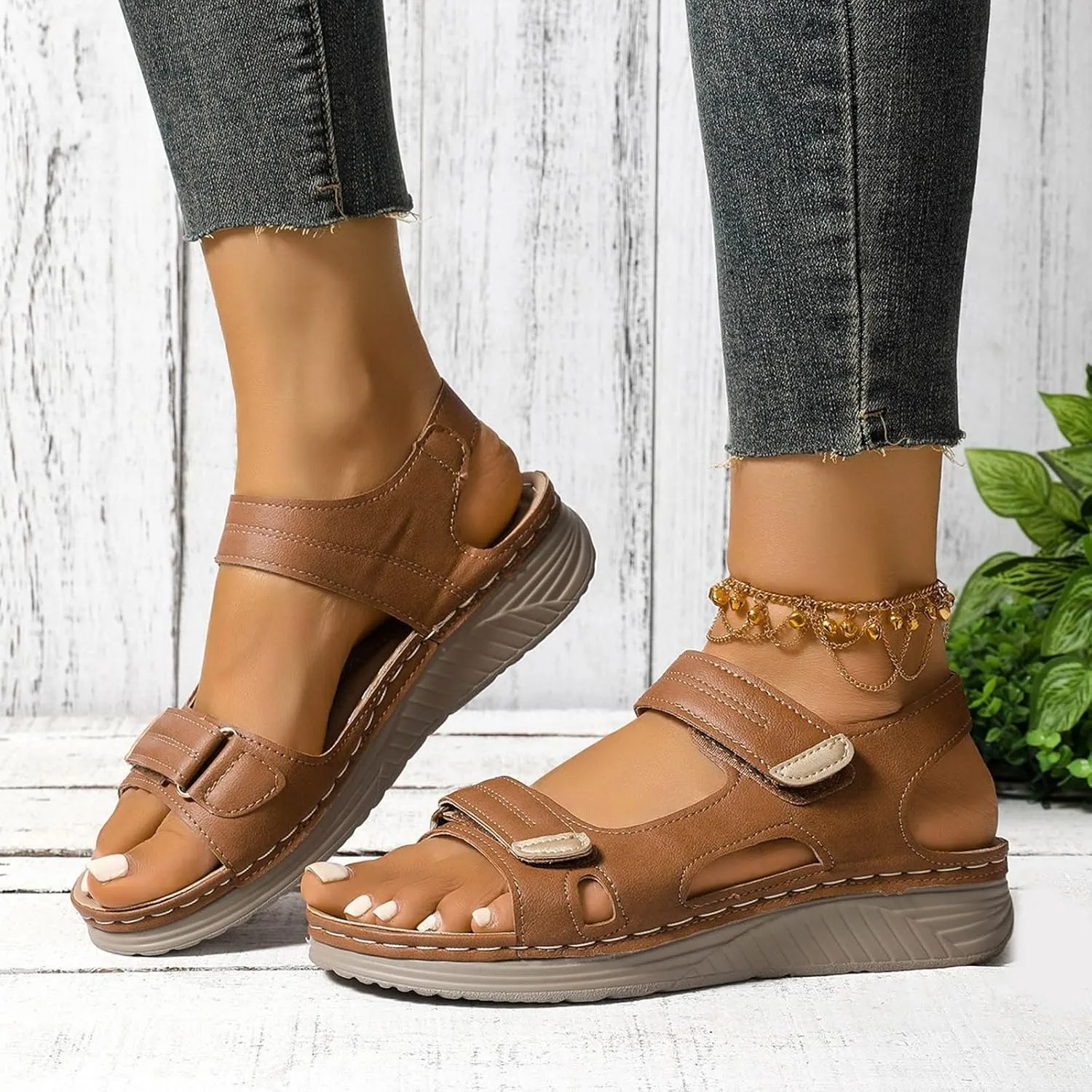 Orthopedic Wedge Sandals for Women Summer Dressy, Open Toe Ankle Strap Platform Sandals Casual Strappy Low Wedges Sandals Zipper Summer Beach Sandals Dress Shoes Comfortable Outdoor Shoes