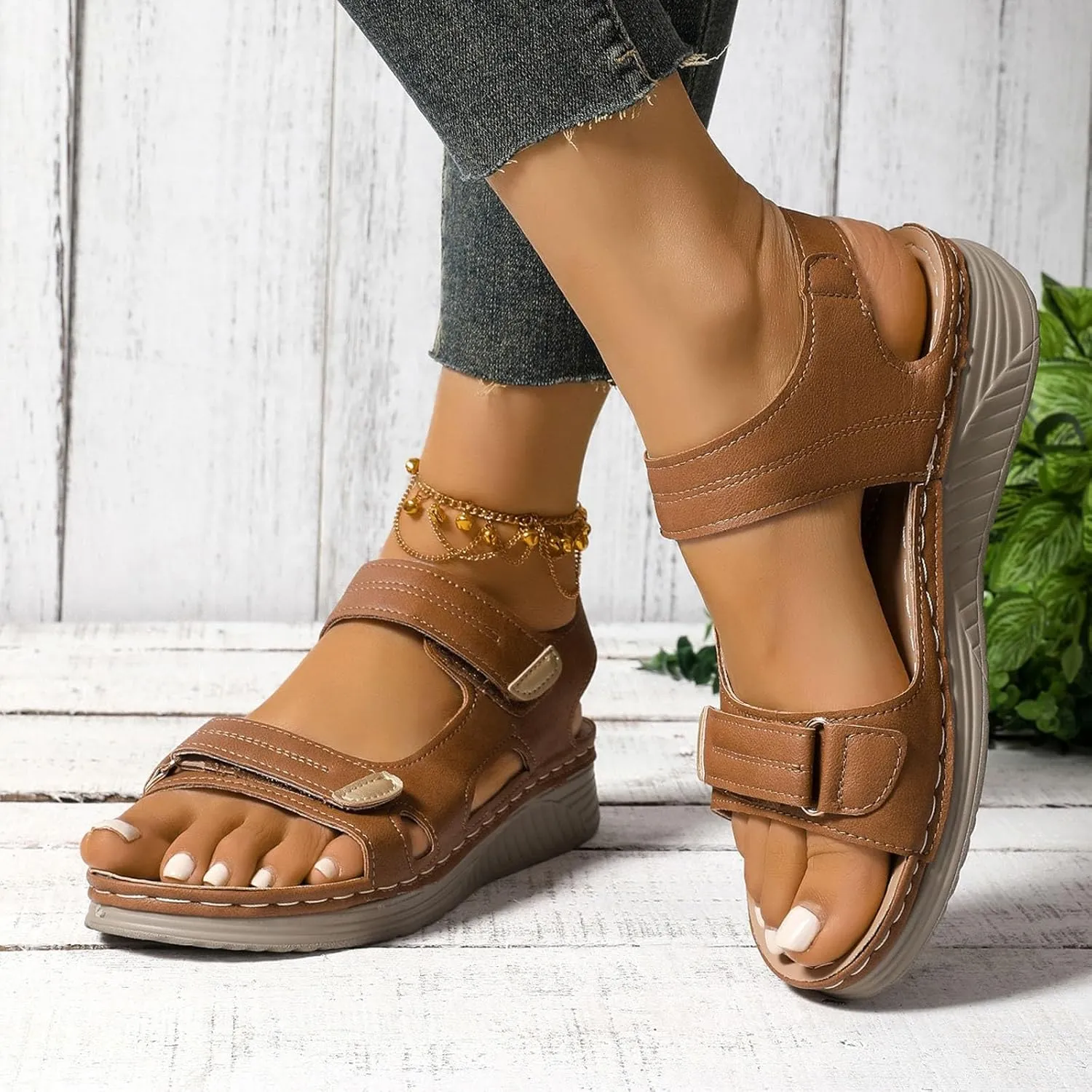 Orthopedic Wedge Sandals for Women Summer Dressy, Open Toe Ankle Strap Platform Sandals Casual Strappy Low Wedges Sandals Zipper Summer Beach Sandals Dress Shoes Comfortable Outdoor Shoes