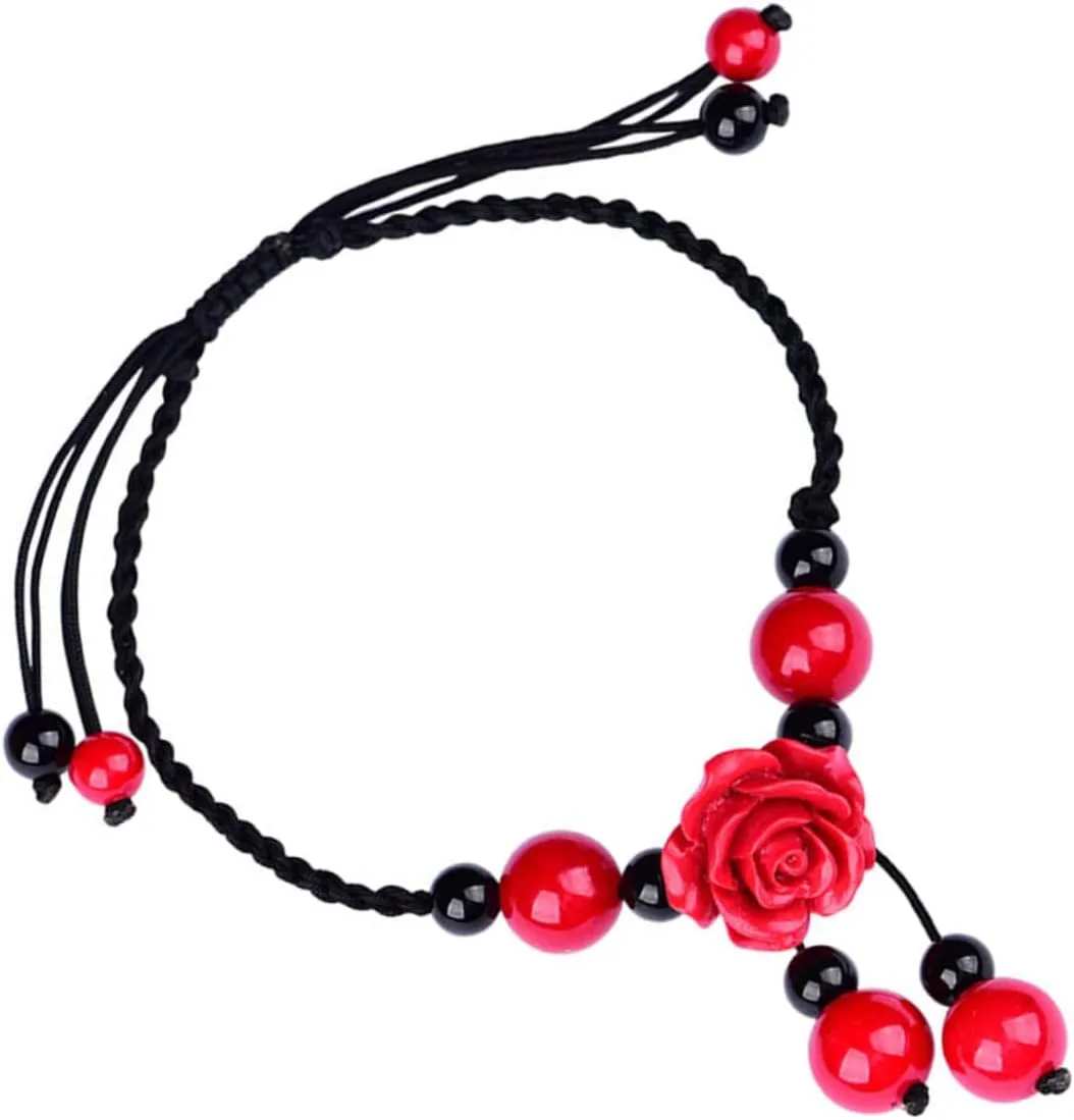Retro Agate Anklet Ethnic Style Foot Chain Vintage Bead Ankle Bracelet Unique Handmade Jewelry for Women for Summer Beach Wear
