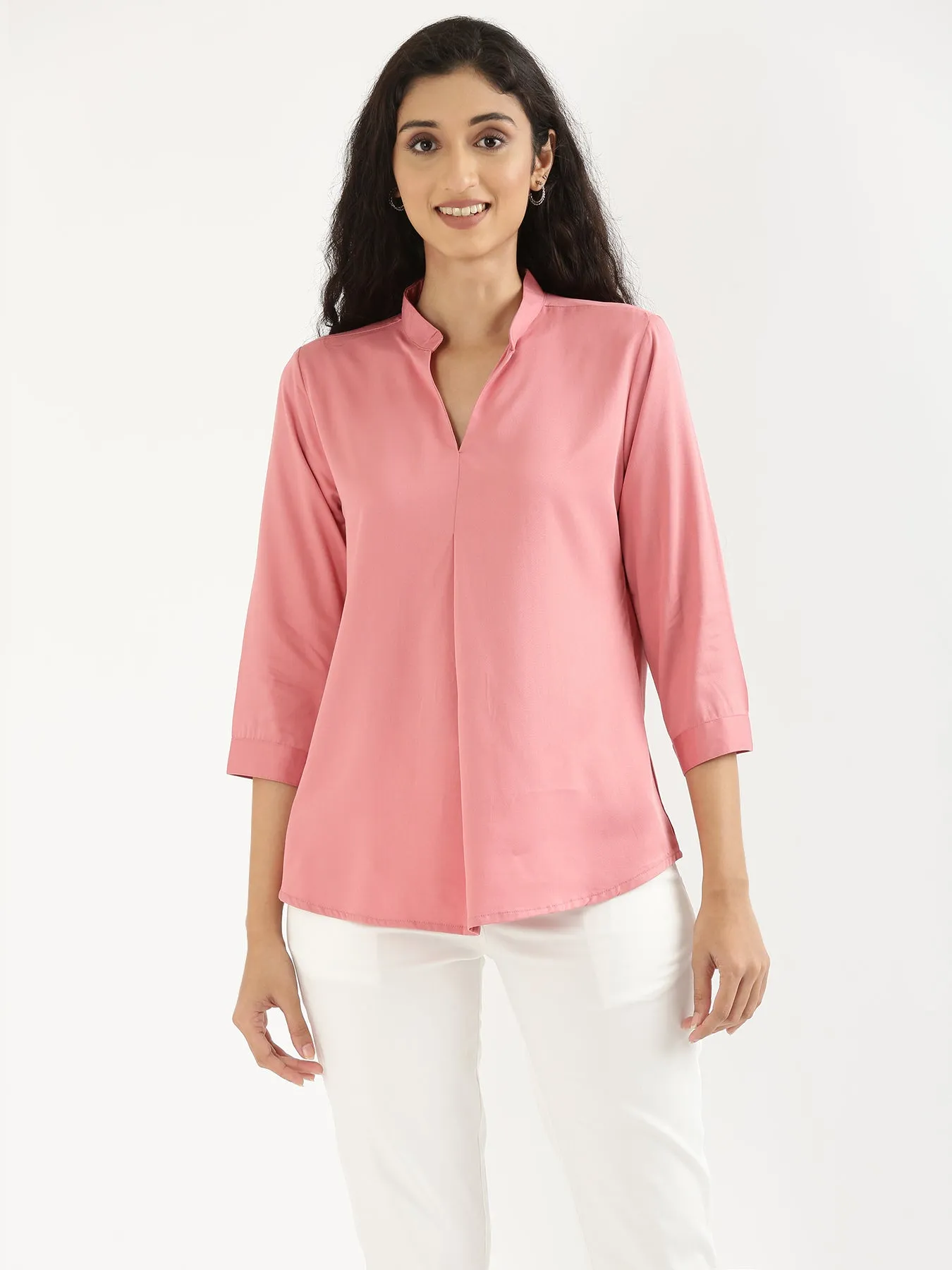 Rose Viscose Pleated Top