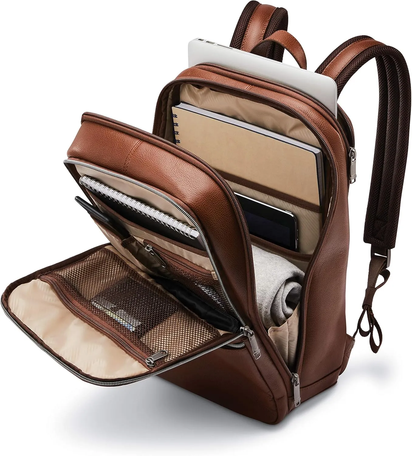 Samsonite Classic Leather Slim Backpack, Cognac , One Size