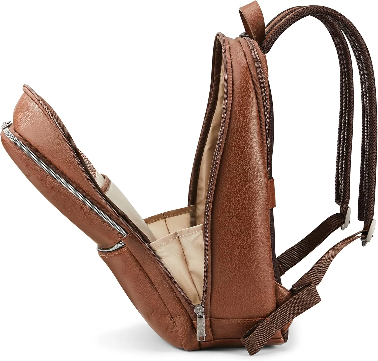 Samsonite Classic Leather Slim Backpack, Cognac , One Size