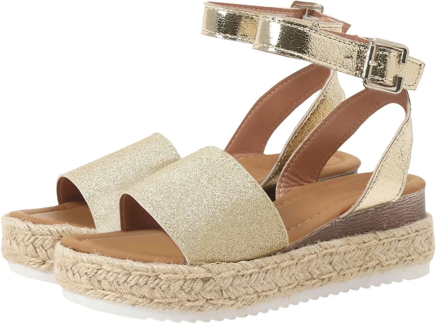 Sandals for Women 2025 Dressy Woven Wedge Espadrille Sandal Women's Ankle Buckle Platform Heels Summer Pumps shoes
