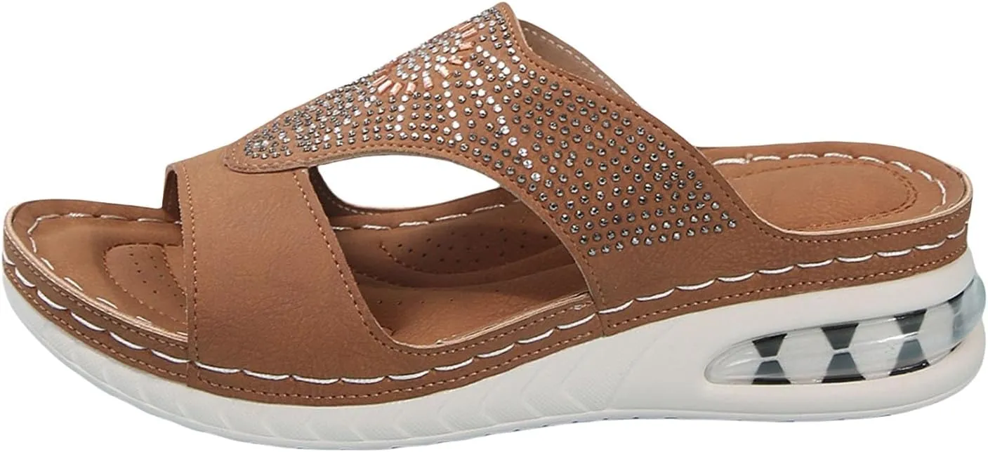 Sandals for Women Wedge Shoes Orthopedic Comfortable Walking Slippers Open Toe Dressy Summer Platform Flip Flops Casual Wedges with Arch Support Anti-Slip Breathable Slippers