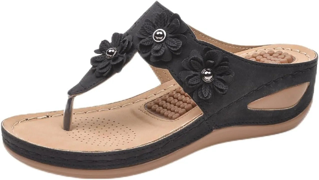 Sandals Women Wedge Flip Flops Summer Dressy Comfortable Orthopedic Platform Wedge Shoes Dressy Casual Walking Wedges Slide Slippers with Arch Support Breathable Lightweight Slip On Going Out Slipper