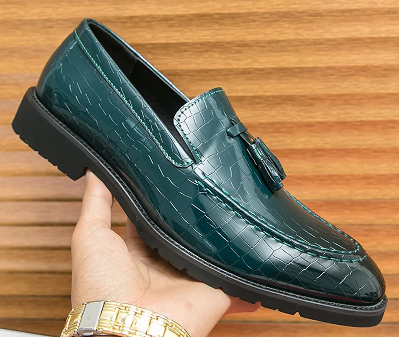 Santimon Mens Loafers Formal Dress Slip On Fashion Casual Summer Shoes Wedding Business Leather Tassel Loafers for Men